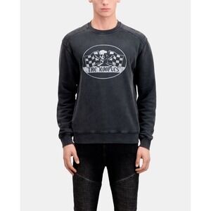 NEW - THE KOOPLES MEN'S BLACK SWEATSHIRT WITH RACING SKULL SERIGRAPHY - Size S